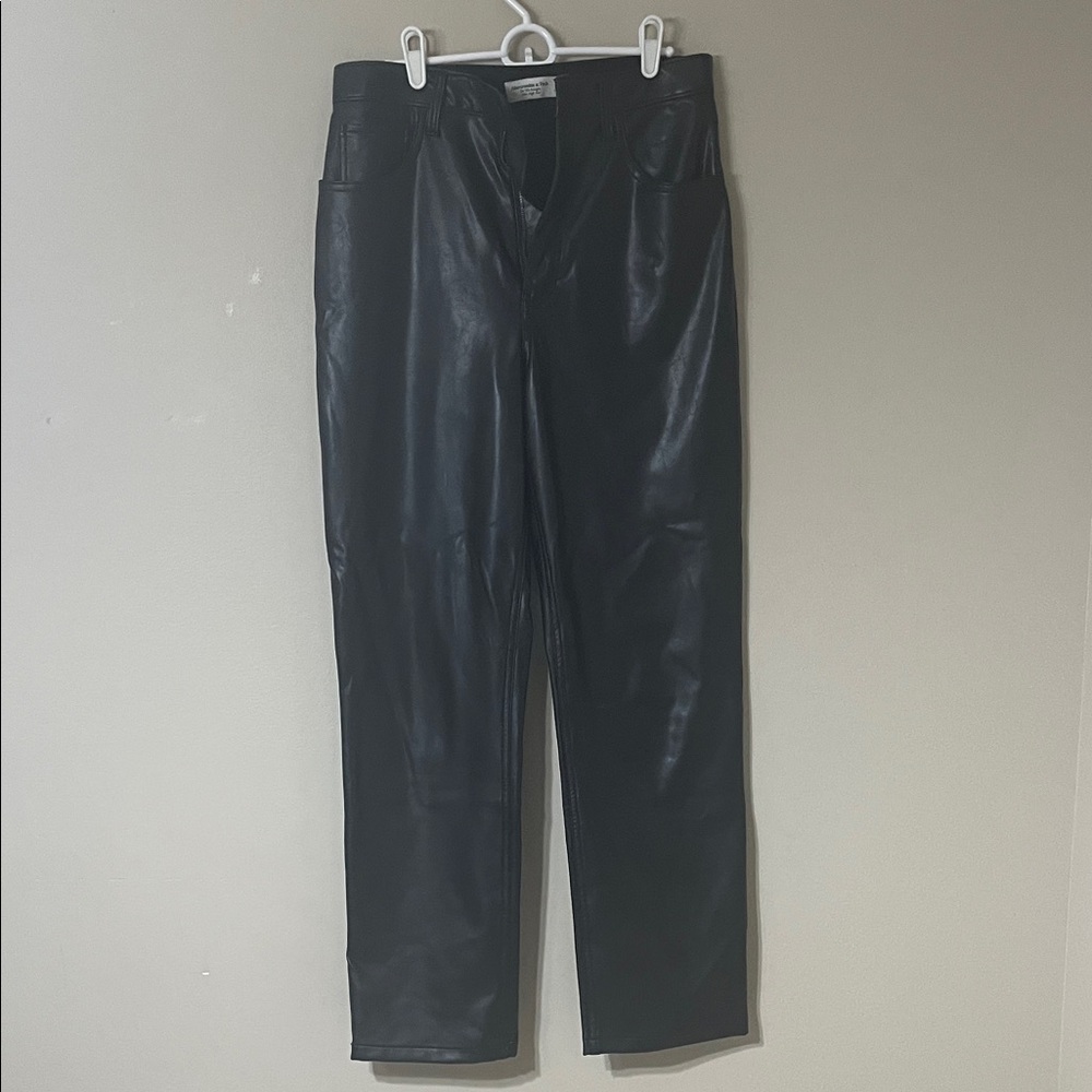 Abercrombie & Fitch Black Vegan Leather  High-Rise Pants